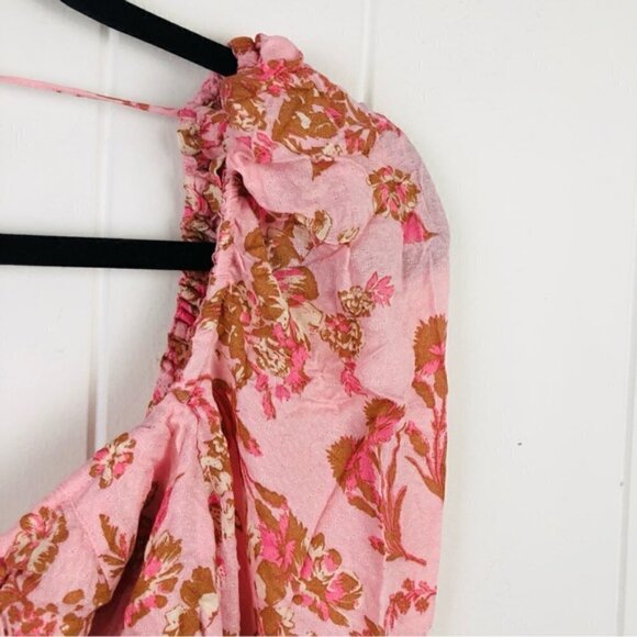 Free People Womens Hilary Printed Long Sleeve Pink Floral Top Medium - Picture 9 of 15